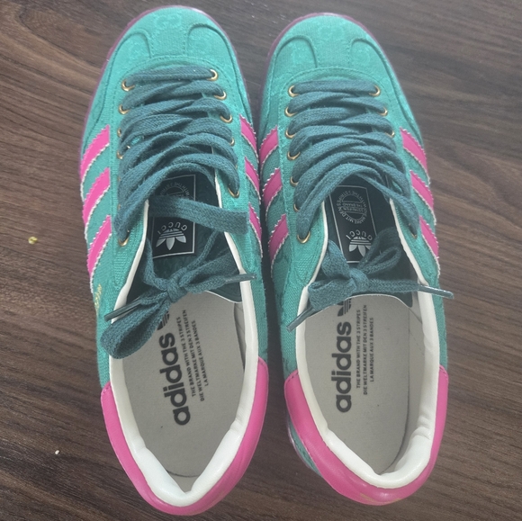 Pre owned.  No box .Adidas x Gucci Gazelle Green Sneakers. Size 9 MAN - Picture 9 of 10